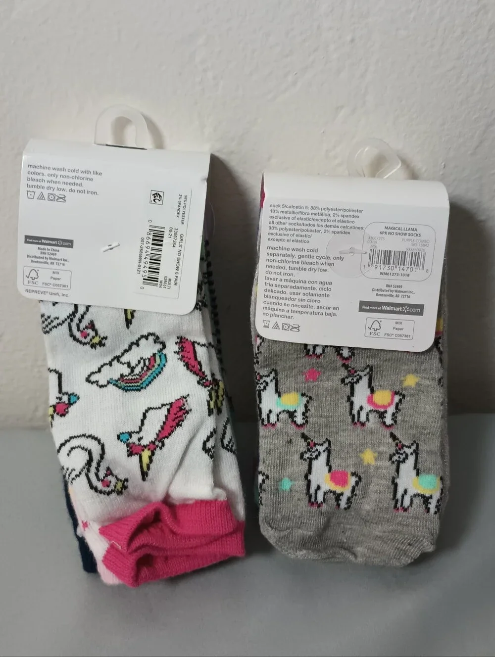 Wonder Nation Girls No Show Llama And Rainbow Socks (2)